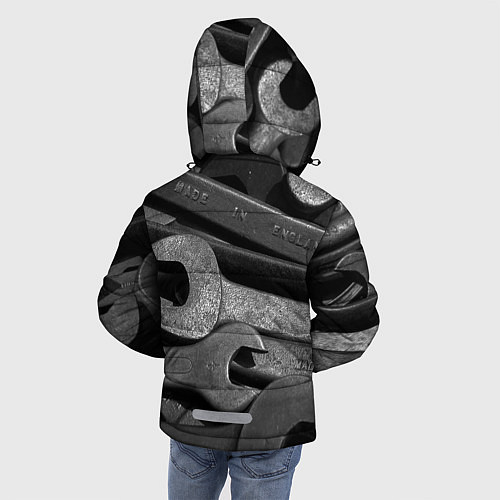 Зимняя куртка для мальчика Композиция из гаечных ключей / 3D-Светло-серый – фото 4