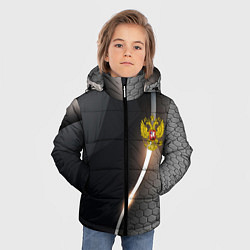 Куртка зимняя для мальчика Герб РФ киберпанк, цвет: 3D-красный — фото 2