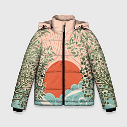 Куртка зимняя для мальчика Бурные волны на закате, цвет: 3D-светло-серый