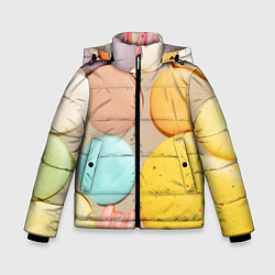 Куртка зимняя для мальчика Разноцветные пирожные Макарон, цвет: 3D-красный