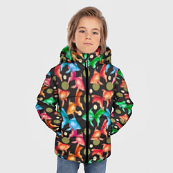 Куртка зимняя для мальчика Разноцветные рыбы паттерн, цвет: 3D-красный — фото 2