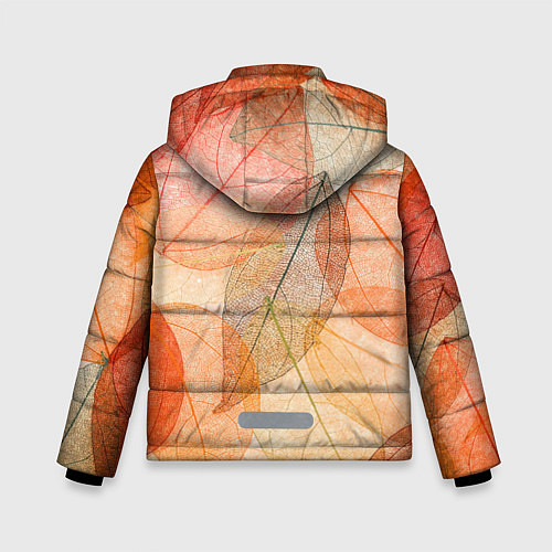 Зимняя куртка для мальчика Осенние прозрачные листья / 3D-Черный – фото 2