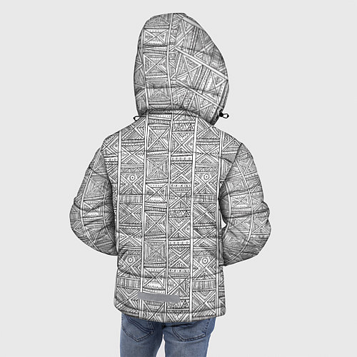 Зимняя куртка для мальчика Орнамент треугольник / 3D-Светло-серый – фото 4