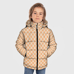 Куртка зимняя для мальчика Оранжевые геометрические цветы, цвет: 3D-светло-серый — фото 2