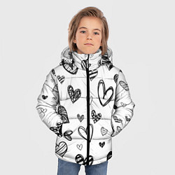 Куртка зимняя для мальчика Сердца нарисованные карандашом, цвет: 3D-светло-серый — фото 2