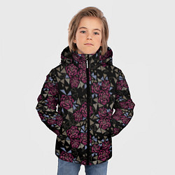 Куртка зимняя для мальчика Узор Розы из геометрических фигур треугольники, цвет: 3D-светло-серый — фото 2