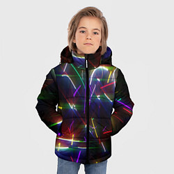 Куртка зимняя для мальчика Разноцветные неоновые линии, цвет: 3D-светло-серый — фото 2