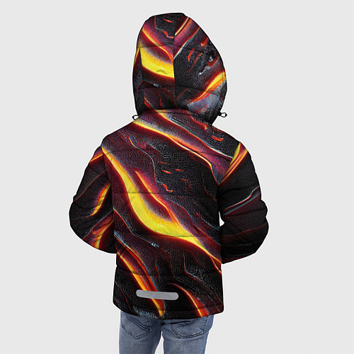 Зимняя куртка для мальчика Огонь сквозь расколы в плите как магическая лава / 3D-Красный – фото 4