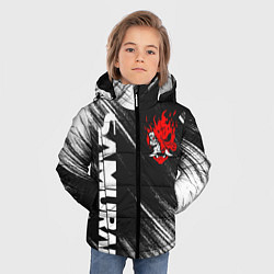 Куртка зимняя для мальчика Киберпанк - Потертости - Samurai, цвет: 3D-черный — фото 2