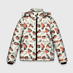 Куртка зимняя для мальчика Рот с языком поп арт, цвет: 3D-светло-серый