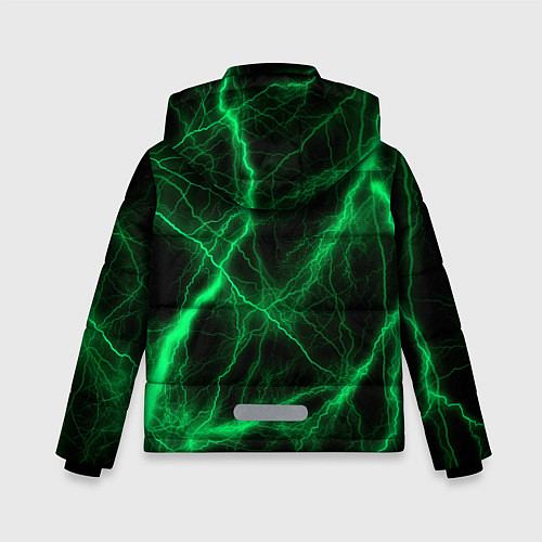 Зимняя куртка для мальчика Шкода зеленые молнии / 3D-Черный – фото 2