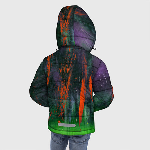 Зимняя куртка для мальчика Абстрактный зелёный туман и красная краска / 3D-Светло-серый – фото 4