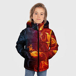 Куртка зимняя для мальчика Огненный цветок с дымом, цвет: 3D-светло-серый — фото 2