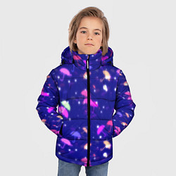 Куртка зимняя для мальчика Неоновые зонтики на фиолетовом фоне, цвет: 3D-красный — фото 2