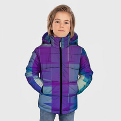 Куртка зимняя для мальчика Геометрические объёмные фиолетовые кубы, цвет: 3D-светло-серый — фото 2