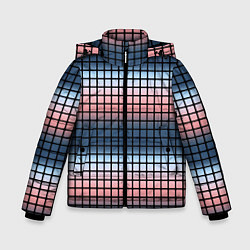 Куртка зимняя для мальчика Разноцветный коралловый с синим узор клетка, цвет: 3D-черный