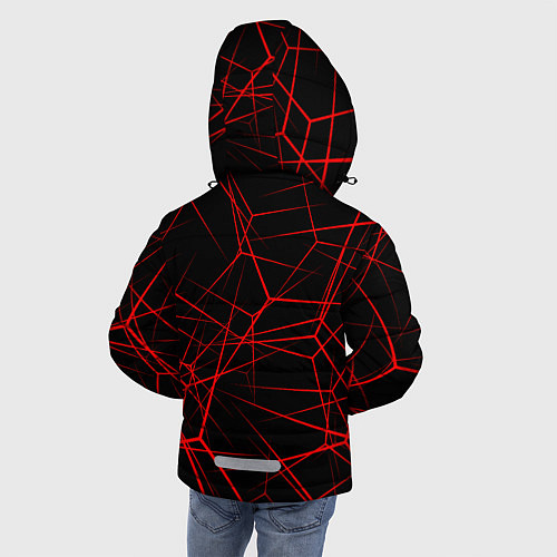 Зимняя куртка для мальчика Красные линии на черном фоне / 3D-Красный – фото 4