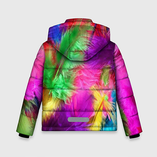 Зимняя куртка для мальчика Яркие разноцветные перья / 3D-Красный – фото 2
