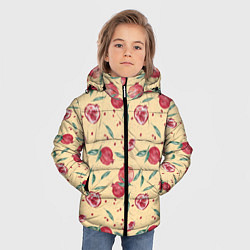 Куртка зимняя для мальчика Узор с акварельными гранатами, цвет: 3D-черный — фото 2