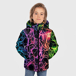 Куртка зимняя для мальчика Неоновые трехмерные фигуры, цвет: 3D-красный — фото 2