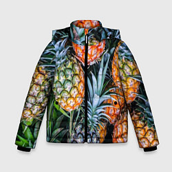Куртка зимняя для мальчика Фон из ананасов, цвет: 3D-светло-серый