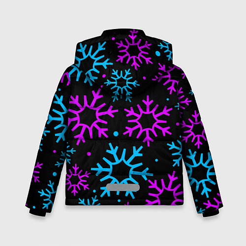 Зимняя куртка для мальчика Неоновые снежинки / 3D-Черный – фото 2