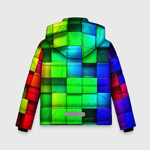 Зимняя куртка для мальчика Цветные неоновые кубы / 3D-Черный – фото 2