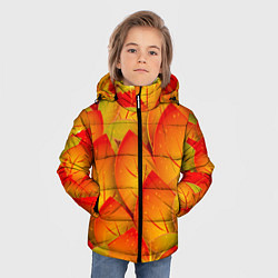 Куртка зимняя для мальчика Осенние желтые листья, цвет: 3D-красный — фото 2
