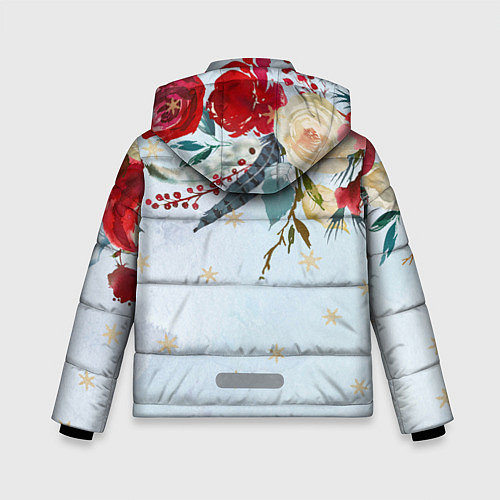 Зимняя куртка для мальчика Новогодний букет из роз / 3D-Красный – фото 2