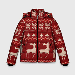 Куртка зимняя для мальчика Узоры новогодние : Олени, цвет: 3D-светло-серый
