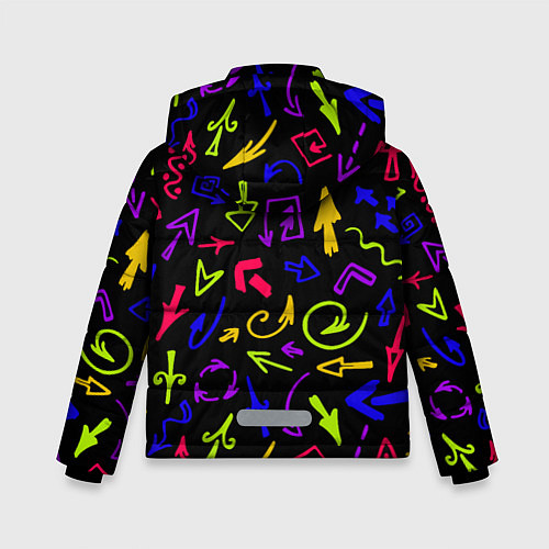 Зимняя куртка для мальчика Паттерн из разноцветных стрелочек / 3D-Светло-серый – фото 2