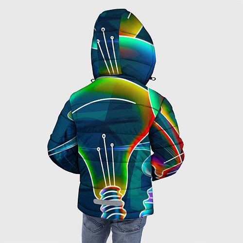 Зимняя куртка для мальчика Неоновые лампы - коллаж / 3D-Светло-серый – фото 4