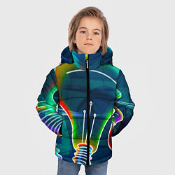 Куртка зимняя для мальчика Неоновые лампы - коллаж, цвет: 3D-светло-серый — фото 2
