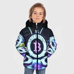 Куртка зимняя для мальчика Неоновый светящийся биткоин, цвет: 3D-черный — фото 2