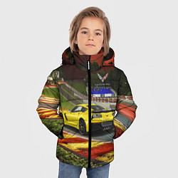 Куртка зимняя для мальчика Chevrolet Corvette на гоночной трассе, цвет: 3D-красный — фото 2