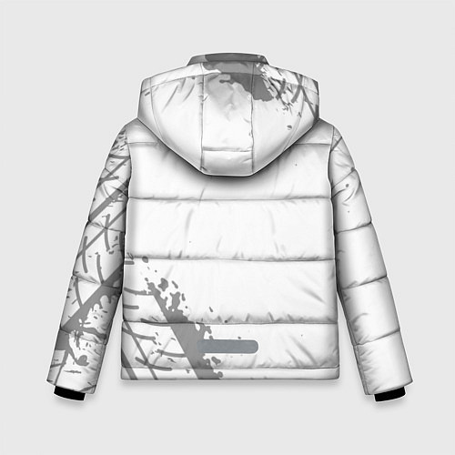 Зимняя куртка для мальчика Exeed speed на светлом фоне со следами шин: надпис / 3D-Черный – фото 2