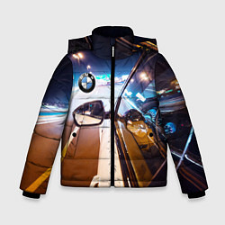 Куртка зимняя для мальчика Бэха мчится по ночному городу, цвет: 3D-светло-серый