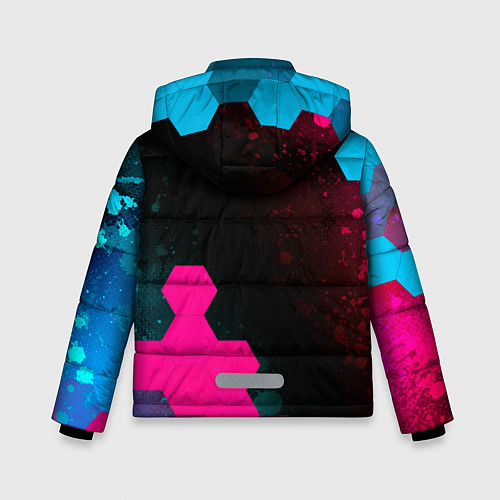 Зимняя куртка для мальчика Skoda - neon gradient: надпись, символ / 3D-Черный – фото 2