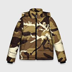 Куртка зимняя для мальчика Камуфляж Woodland осень крупный, цвет: 3D-черный