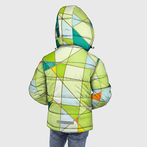 Зимняя куртка для мальчика Абстрактный салатовый стеклянный паттерн / 3D-Светло-серый – фото 4