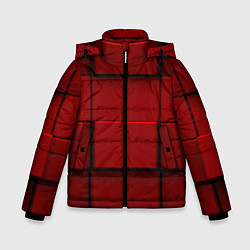 Куртка зимняя для мальчика Абстрактная красные кубики-стена, цвет: 3D-красный