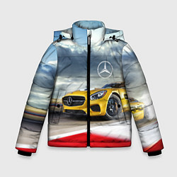 Куртка зимняя для мальчика Mercedes AMG V8 Biturbo на трассе, цвет: 3D-черный