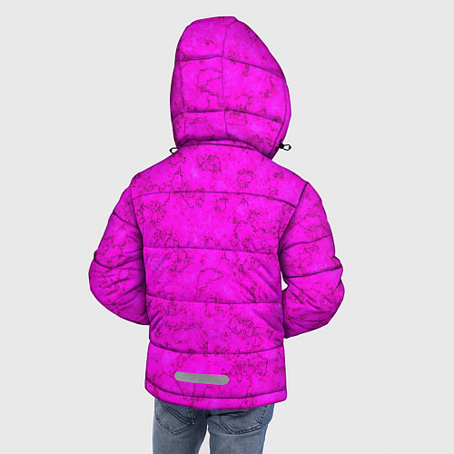 Зимняя куртка для мальчика Розовый яркий неоновый узор с мраморной текстурой / 3D-Светло-серый – фото 4