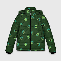 Куртка зимняя для мальчика Minecraft - зеленые лица, цвет: 3D-черный