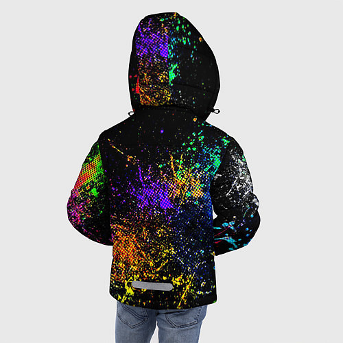 Зимняя куртка для мальчика Абстрактные брызги краски / 3D-Красный – фото 4