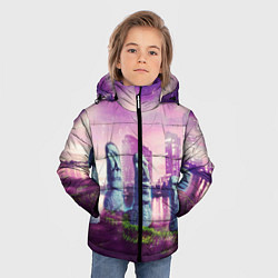 Куртка зимняя для мальчика Мем камень лицо - головы Моаи, цвет: 3D-светло-серый — фото 2