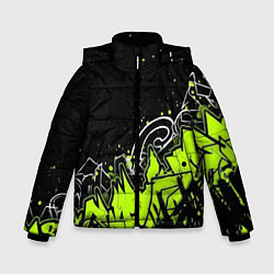 Куртка зимняя для мальчика Яркое граффити на черной стене, цвет: 3D-черный