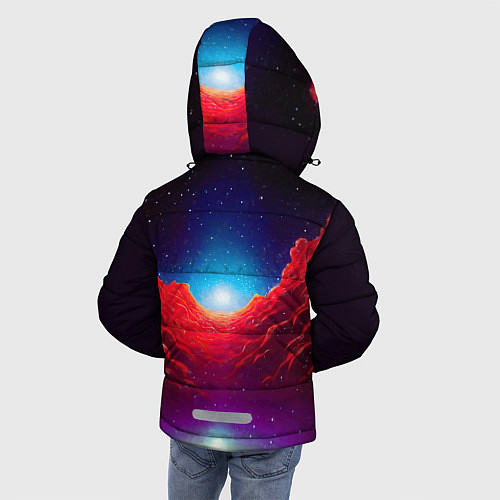 Зимняя куртка для мальчика Красные облака туманности в космическом пространст / 3D-Светло-серый – фото 4