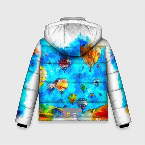 Зимняя куртка для мальчика Воздушные шары на фоне голубого неба рисунок / 3D-Черный – фото 2