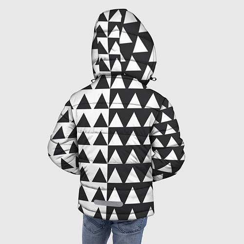 Зимняя куртка для мальчика Черно-белые треугольники паттерн / 3D-Светло-серый – фото 4